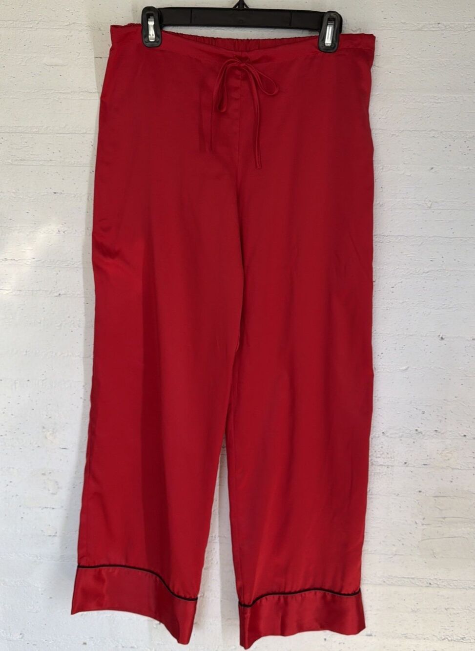 Natori Silky Red Pajama Lounge Pants Drawstring S Luxury Festive Street Style